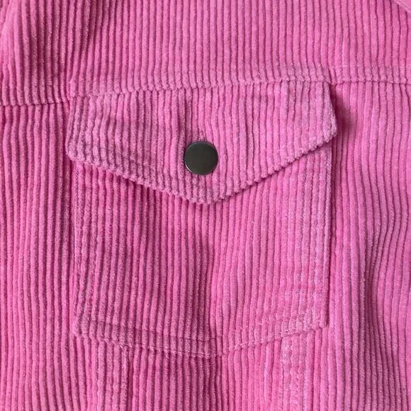 POL Clothing Washed Corduroy Trucker Jacket Pink Size Large - Picture 12 of 13